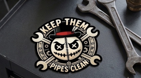 Keep Them Pipes Clean Sticker Flatlay